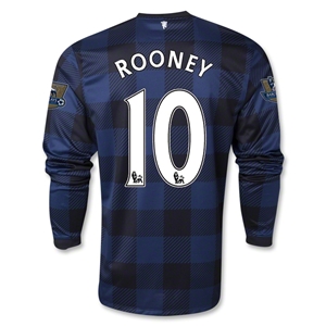 13-14 Manchester United #10 ROONEY Away Black Long Sleeve Jersey Shirt 13-14 Manchester United #10 ROONEY Away Black Long Sleeve Jersey Shirt